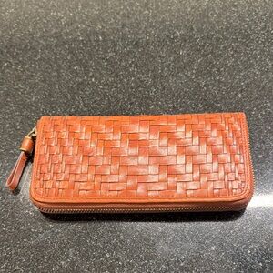 Cole Haan Saddle Genevieve Woven Leather Wallet